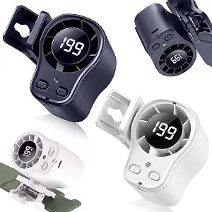 2 Pack Car Clip on Air Conditioner Fan with LED Display, Gray, White