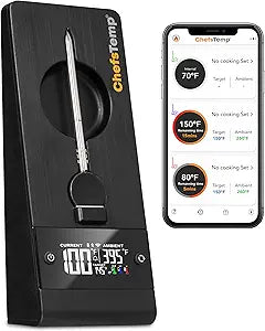 ChefsTemp ProTemp Plus Next-Gen Wireless Meat Thermometer Digital Unlimited Range Bluetooth & WiFi Enabled Smart Cooking Grilling Smoker BBQ Oven Kitchen Rotisserie (Stand + 1 Probe)