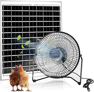 blessny 8" Solar Fan for Outdoor Greenhouse, Chicken Coop, Pet House, Shed Air Circulation Cooling, 25W Solar Powered with 16.4 FT Long Cord, 2010 RPM High Velocity