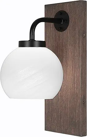Oxbridge 1 Light Sconce in Matte Black & Wood-Look Metal (1771-MBDW-4101)