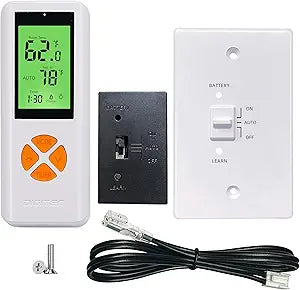 Fireplace Thermostat Remote Control Kit, for Millivolt Gas Valve & Electronic Ignition Systems, 65ft Range, LCD Display, ON/AUTO/Off Modes, Timer & Child Lock Function