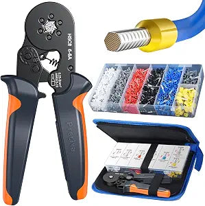 Preciva Ferrule Crimping Tool Kit with 1900PCS Wire Connectors, Hexagonal AWG23-10 Sawtooth Self-Adjustable Ratchet Wire Terminals Crimper Kit