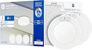 GE LED HD+ Under Cabinet Puck Lights, Linkable Plug-in, 5 Color Temps 3Pk