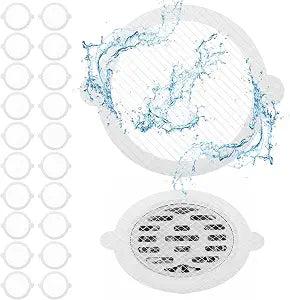 30 Pack Disposable Shower Drain Hair Catcher, Round 4.3 Inch Mesh Stickers Hair Trap for Bathroom Tub Kitchen Sink, Self-Adhesive Drain Cover Strainer
