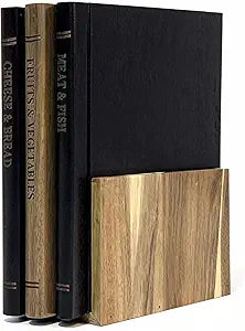 Book Cutting Board Set of 3, Library Cutting Board That Looks Like Books, Acacia Wood with Stand | Decorative & Functional for Meat, Vegetables, Cheese | Kitchen & Housewarming Gift