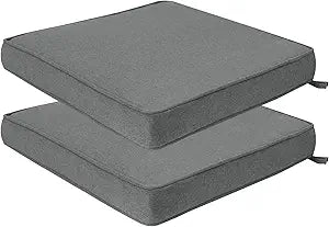 FUNHOME Outdoor Chair Cushions 18x18 Inch,Set of 2,Water Resistant Chair Pads with Ties,Square Seat Cushion 18"x18"x2.5",Patio Chair Cushion for Garden,Backyard Furniture(Dark Gray)