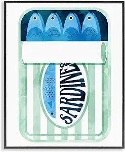 Sardines in Striped Can, 16 x 20 Inch Framed Gicle Print
