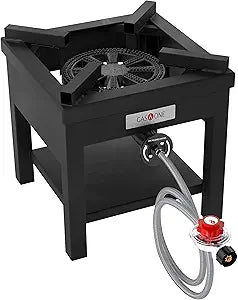 GasOne B-5350A Propane Burner Cooker, Heavy-Duty Outdoor Gas Stove with Steel-Braided Regulator Hose for Turkey Frying & Outdoor Cooking