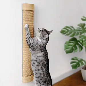 7 Ruby Road Wall Mounted Cat Scratcher, Replaceable Sisal Scratching Post | For Indoor Cats & Large Breeds 29.5" Tall, Solid Pine with Natural Woven Sisal, No Glue or Staples, Easy Wall Mount