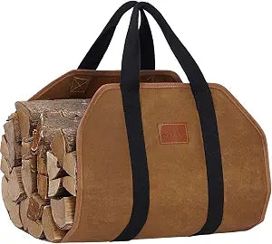 GOOD GAIN Firewood Carrier With Handle,39x18in Canvs Wood Carrier,Rust