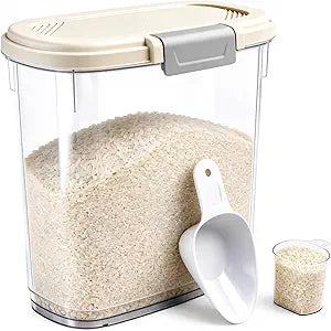 Large Rice Storage Container 15-20 Lbs, Tall Flour Container Dry Food Bin