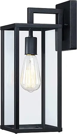 Outdoor Wall Lantern, 15" Large Exterior Waterproof Wall Sconce Light Fixture, Anti-Rust Black Porch Lights Mount Lighting for Outside, Patio,Front Back House, Garage, Entryway