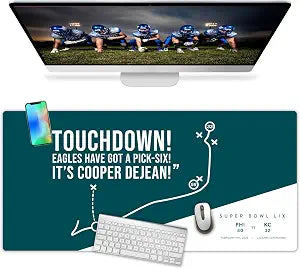 French KOKO Large Philadelphia Desk Mat for Desktop XL Desk Pad Mat with Smooth Surface, Green Football Theme Office Decor, Man Cave Accessory, Men Gifts & Game Day Gift
