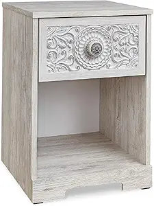 Signature Design by Ashley Paxberry Bohemian 1 Drawer Nightstand with Open Cubby, 22.09" Tall, White