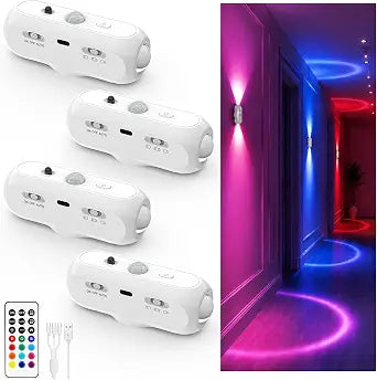 GOODEA RGB Wall Sconce, Rechargeable Motion Sensor Wall Light with Remote