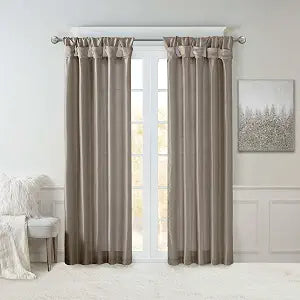 Madison Park Faux Silk Curtain Single Panel for Privacy, 50x95 Pewter