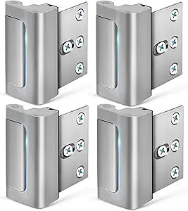 4 Pack Home Security Door Reinforcement Lock Child Proof High Security Door Lock Front Door Locks for Kids Safety Withstand 800lbs Door Latch Lock Christmas Gifts Stocking Stuffers for Men Women
