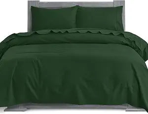Elegant Comfort Soft 4-Piece 100% Turkish Cotton Flannel Sheet Set - Premium Quality, Deep Pocket Fitted Sheet, Ultra Soft, Cozy Warm Flannel Sheets - Queen, Hunter Green