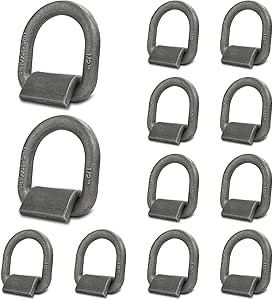 Grandroad auto 20 Pack Weld-On Forged D Ring, Heavy Duty 1/2" D-Ring Trailer Tie Down Anchor with MBS:12,000 lbs for Trailer, Truck Cargo, RV, ATV Tiedowns, Farm Applications and More.