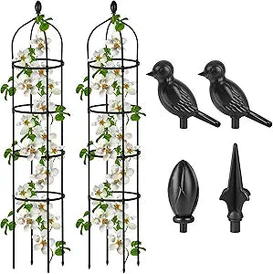 2 Pcs Garden Obelisk Trellis for Climbing Plants Outdoor 6 Ft Rose Bush Round Trellis for Pots Rustproof Metal Pipe with Plastic Coated Plant Flower Trellises for Clematis Vine Jasmine Support