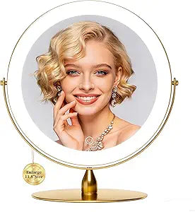 12" Extra Large Lighted Makeup Mirror, 1X/10X, 2-Sided Magnifying Mirror with 96 LEDs, 3 Color Dimmable Lights, 360 Swivel, LED Vanity Mirror, Gold - Great Gift