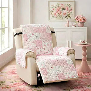 Pink Patchwork Recliner Chair Cover Flower Recliner Slipcover