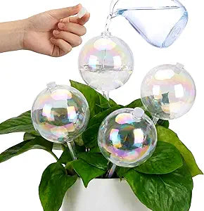 Chumia 4 Pcs 23 oz Glass Plant Self Watering Globes Large Iridescent Plant Watering Devices Vacation Self Water Globes for Indoor Outdoor Potted Water Devices