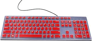 Keyboard Skin Compatible for Dell KB216 KB216t KB216d KB216p Wired & KM636 Wireless Keyboard, Dell Optiplex 5250 3050 5460 7450 7050, Inspiron 24" 27" 5400 5490 7700 7790 All-in one Keyboards (Red)