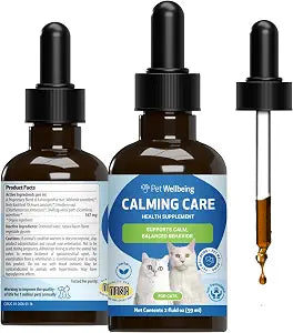 Pet Wellbeing Calming Care for Cats - Vet-Formulated Behavioral Support - Feline Stress Support, Emotional Wellness - Ashwagandha & Holy Basil Adaptogen - Holistic Cat Supplement 2 oz (59ml)