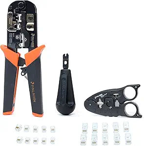 Paladin Tools Network Tool Bundle - Includes Modular Data Crimper, Cable Cutter/Stripper, Non-Impact Punchdown Tool, RJ45 Connectors, RJ11 Connectors