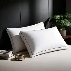 Ubauba Goose Feather Down Fiber Pillows King Size Set of 2, Supportive Gusseted Luxury Hotel Pillow, Comfortable Bed Pillow for Sleeping, Cloud-Soft Pillows for Side, Back & Stomach Sleepers, 20x36 in