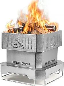 ONETIGRIS CAMPING NESTFIRE 11.8 Inch Portable Fire Pit with Grill Grate and Storage Bag | BBQ, Cooking, Bonfire 3 in 1 | Wood Burning Fire Pit for Patio,Backyard, Garden, Camping