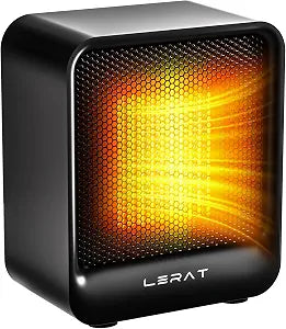 Lerat Space Heater, Portable Mini Heater for Indoor Use, 500W Fast Heating Small Desk Heater with Overheating & Tip-Over Protection, Lightweight Electric Heaters for Office, Home, Camping (Black)