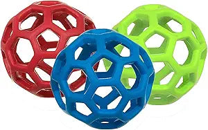 JW Pet HOLEE ROLLER BALL Dog Chew Treat Fetch Bouncy Toy LARGE 5.5 inch 3 PACK