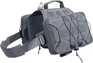 EXCELLENT ELITE SPANKER Dog Pack Dog Saddle Bag Backpack for Camping Hiking Medium & Large Dog with 2 Capacious Side Pockets (M, Grey)