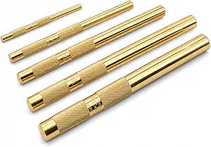 5 Brass Drift Punch Set, Hand Tool Punches Tools for Home use 1/4-Inch 3/8-Inch 1/2-Inch 5/8-Inch 3/4-Inch 1/4'' 3/8'' 1/2'' 5/8'' 3/4'' 5 Pc. Replace 67003-MAI 045256670034