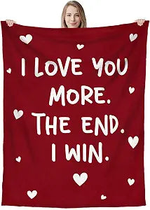 WRAPIX Anniversary Couple Gifts for Him Her - I Love You More Fleece Throw Blanket 60x80 in - Mothers Day Anniversary Wedding Gifts for Wife Women Girlfriend, Romantic Boyfriend Husband Birthday Gift