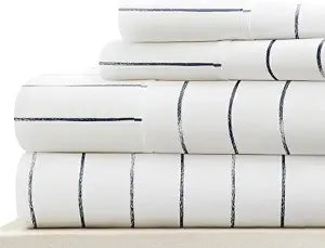 Linen Market 4 Piece Full Bedding Sheet Set (Navy Blue Stripes) - Sleep Better Than Ever with These Ultra-Soft & Cooling Bed Sheets for Your Full Size Bed - Deep Pocket Fits 16" Mattress