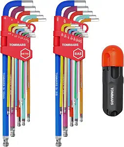TOMMARS 26-PC Allen Wrench Set, Magnetic Ball End, T-Handle & Color Coded