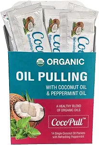 Cocopull USDA Organic Coconut Oil Pulling Mouthwash, Mint Flavor 14 Sachets