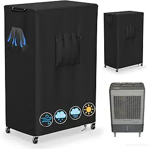 Evaporative Cooler Cover for Hessaire MC61M / MC61V 5300 CFM Portable Evaporative Cooler, 600D Waterproof Outdoor Portable Swamp Cooler Cover for Hessaire Outdoor Air Conditioner - 29" X 18" X 45"