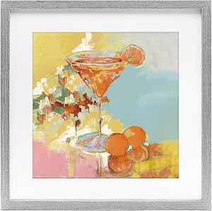 Summer Citrus Martini Kitchen, 13 x 13 Inch Framed Print Under Glass