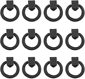 Renovators Supply Manufacturing Black Cast Iron Mission Cabinet Ring Pull Swing Handle Antique Drop Style 2 in. RSF Rust-Resistant Powder Coat Finish Pack of 12