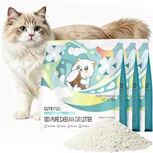 Cassava Clumping Cat Litter, Non Sticking, Rapid Clumping, Water Absorbent, Dust-Free, 16.5lb (3 Pack of 5.5lb Bags)