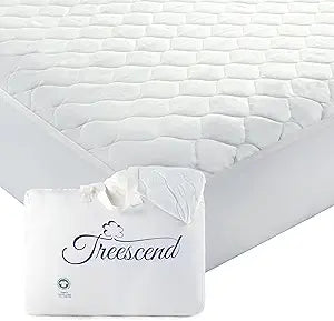100% Cotton Organic Mattress Protector | Breathable & Noiseless Quilted GOTS Organic Mattress Pad with Premium 300GSM Durability | Machine Washable Bed Protector with Deep Pocket (White, King)