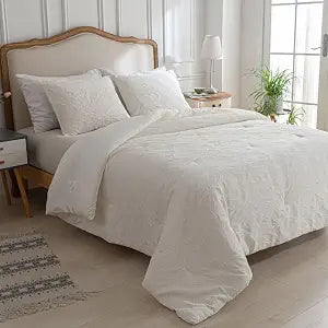Beige Boho 2-Pieces Twin Bedding Comforter��� Shabby and Textured Comforter Set with 1 Pillowcases, Featuring Soft, Fluffy, Breathable, and Lightweight Construction���Twin���66"x90"���