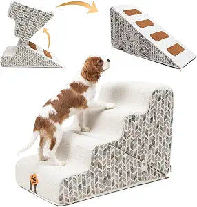 Laifug Pet Dog Stairs for Small Dogs 19.7" H, 2 in 1 Transformable 4-Step Pet Stairs and ramp, Dog Steps for Couch Bed (18~24 in) with Durable Non-Slip Waterproof Cover