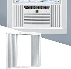 Window AC Side Panel with Frame Set,Air Conditioner Accordion Filler Curtain Replacement for Window AC Units,Fits Most 12,000 BTU Units,White,2 Pack