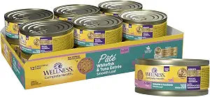 Wellness Complete Health Pate Kitten Wet Cat Food, Natural, Protein-Rich, Grain Free, 5.5 Ounce, 12 Pack, (Whitefish & Tuna)