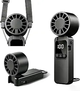 Portable Handheld Turbo Fan, 6000mAh Rechargeable Handheld Fan,1-199speeds Powerful Battery Operated LED Screen Foldable Design, Essential For Outdoor Camping/Office/Travel/Women (black)